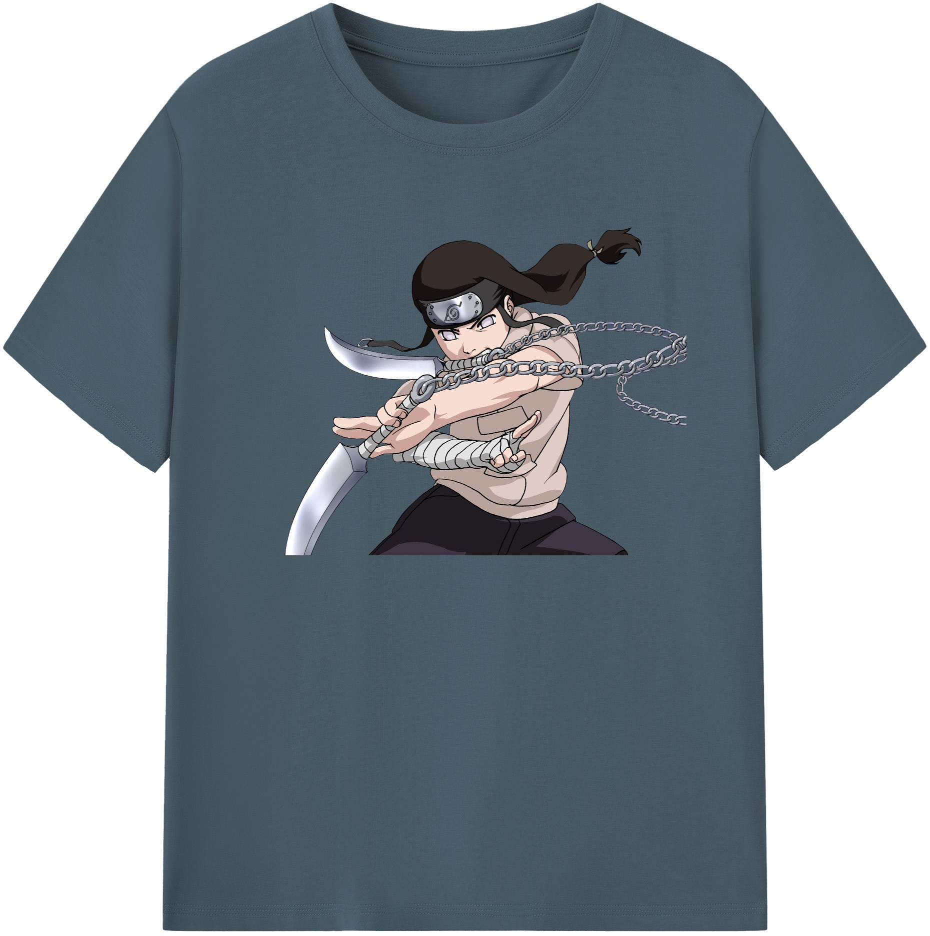 （画像用） NARUTO -ナルト- 日向ネジ Hyūga Neji 綿100％半袖Tシャツ（フロントプリント）